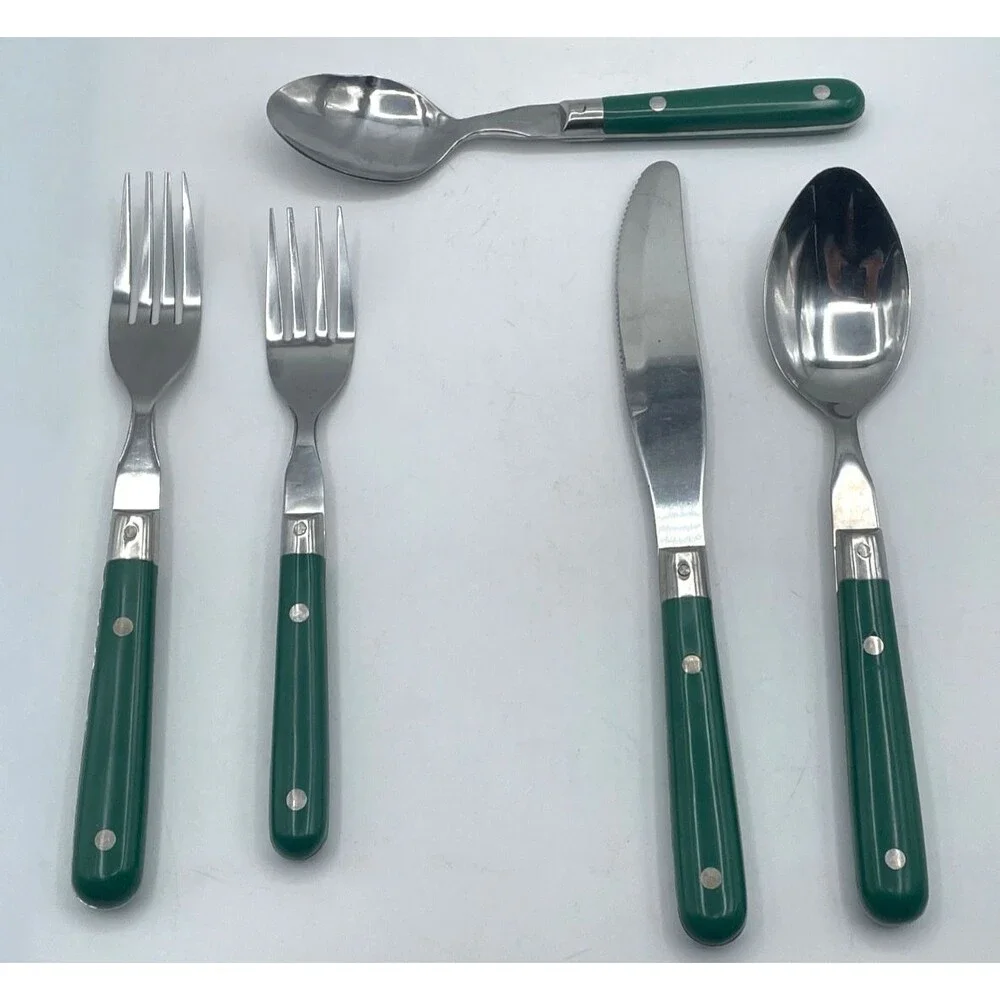 5-Pieces Washington Forge Mardi Gras Stainless Flatware Hunter Green